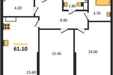 Фото №1: 2-комнатная квартира 61 м², 19/19 эт. - Краснодар, мкр. Догма Парк,