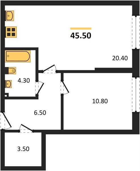 Фото №1: 1-комнатная квартира 45&nbsp;м², 2/19&nbsp;эт. - Краснодар, Прикубанский внутригородской округ, мкр. Догма Парк