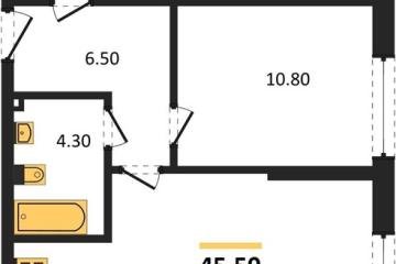 Фото №1: 1-комнатная квартира 45 м², 2/19 эт. - Краснодар, мкр. Догма Парк,