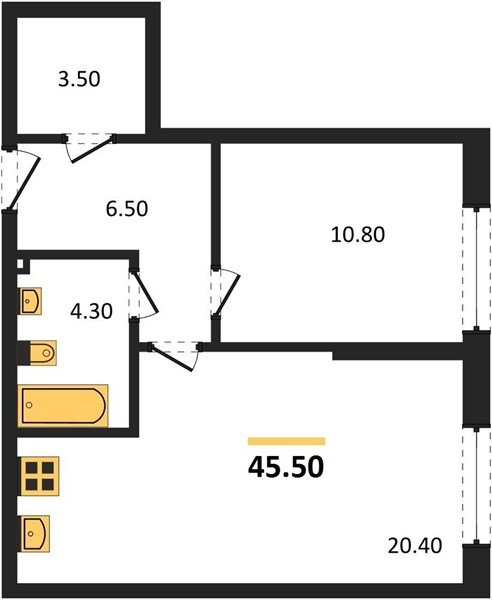 Фото №1: 1-комнатная квартира 45&nbsp;м², 2/19&nbsp;эт. - Краснодар, Прикубанский внутригородской округ, мкр. Догма Парк