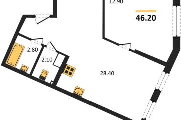Фото №1: 1-комнатная квартира 46 м², 16/19 эт. - Краснодар, мкр. Догма Парк,