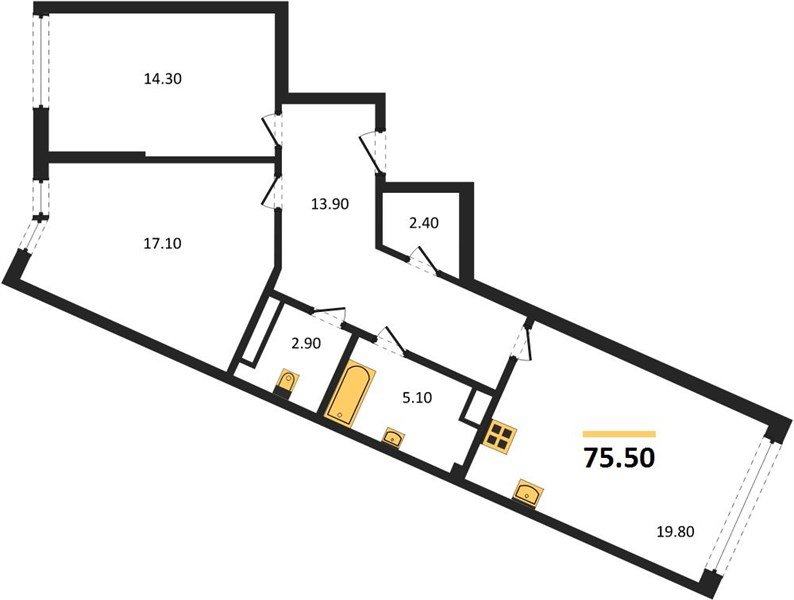 Фото №1: 2-комнатная квартира 73&nbsp;м², 19/19&nbsp;эт. - Краснодар, Прикубанский внутригородской округ, мкр. Догма Парк
