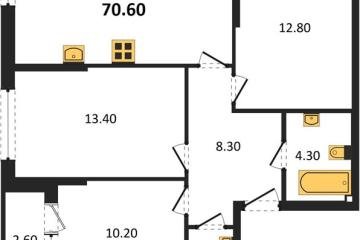 Фото №1: 3-комнатная квартира 70 м², 2/16 эт. - Краснодар, мкр. Догма Парк,