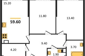 Фото №1: 2-комнатная квартира 59 м², 4/16 эт. - Краснодар, мкр. Догма Парк,