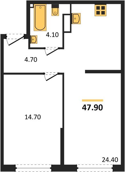 Фото №1: 1-комнатная квартира 47&nbsp;м², 5/16&nbsp;эт. - Краснодар, Прикубанский внутригородской округ, мкр. Догма Парк