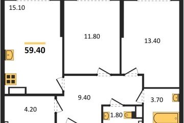 Фото №1: 2-комнатная квартира 59 м², 13/16 эт. - Краснодар, мкр. Догма Парк,