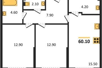 Фото №1: 2-комнатная квартира 60 м², 2/16 эт. - Краснодар, мкр. Догма Парк,