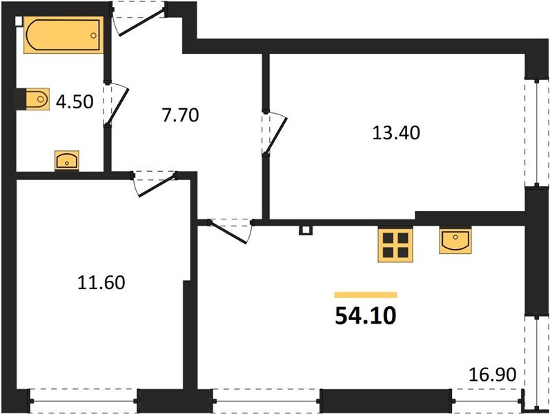 Фото №1: 2-комнатная квартира 54&nbsp;м², 2/16&nbsp;эт. - Краснодар, Прикубанский внутригородской округ, мкр. Догма Парк