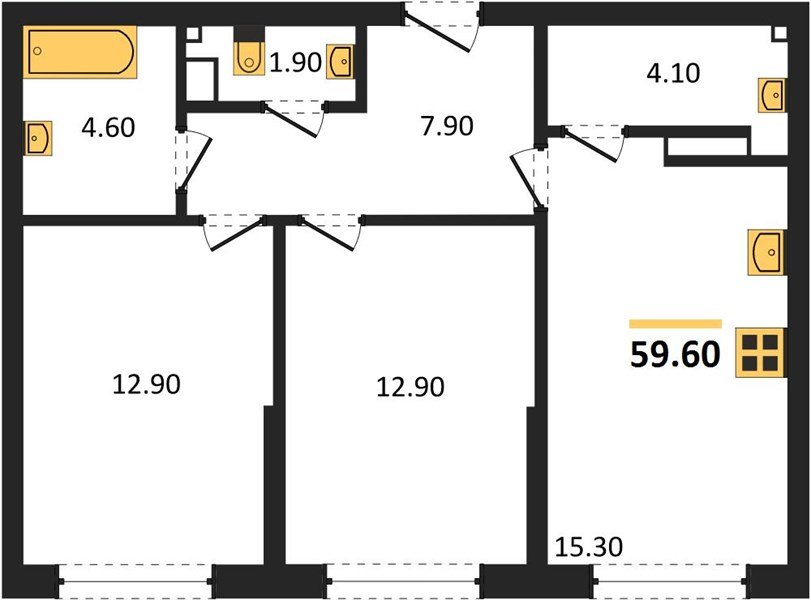 Фото №1: 2-комнатная квартира 59&nbsp;м², 8/16&nbsp;эт. - Краснодар, Прикубанский внутригородской округ, мкр. Догма Парк