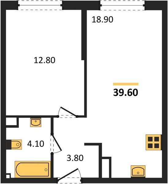 Фото №1: 1-комнатная квартира 39&nbsp;м², 4/16&nbsp;эт. - Краснодар, Прикубанский внутригородской округ, мкр. Догма Парк