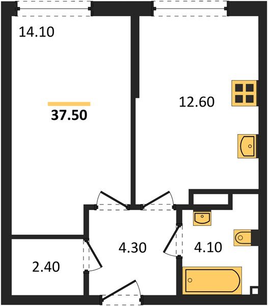 Фото №1: 1-комнатная квартира 37&nbsp;м², 4/16&nbsp;эт. - Краснодар, Прикубанский внутригородской округ, мкр. Догма Парк