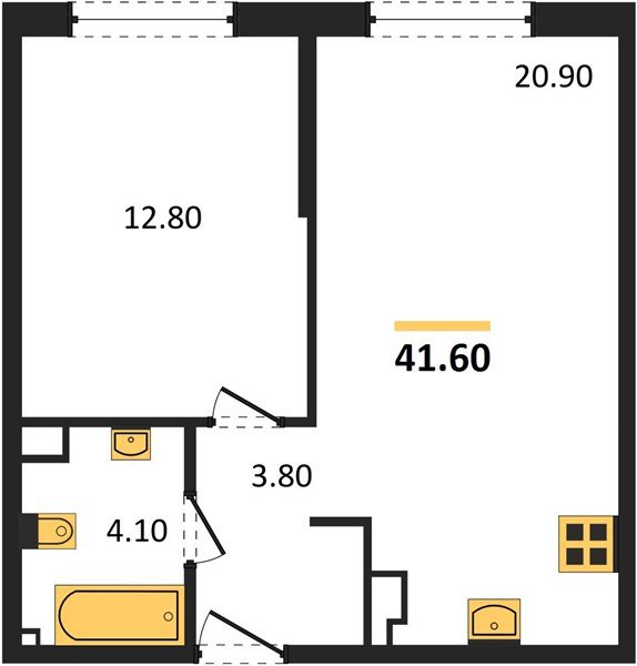 Фото №1: 1-комнатная квартира 41&nbsp;м², 5/16&nbsp;эт. - Краснодар, Прикубанский внутригородской округ, мкр. Догма Парк