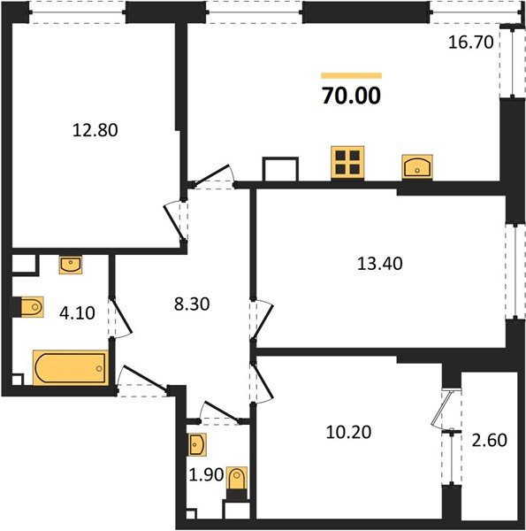 Фото №1: 3-комнатная квартира 70&nbsp;м², 6/16&nbsp;эт. - Краснодар, Прикубанский внутригородской округ, мкр. Догма Парк