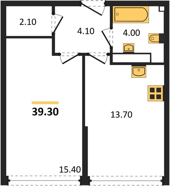 Фото №1: 1-комнатная квартира 39&nbsp;м², 13/16&nbsp;эт. - Краснодар, Прикубанский внутригородской округ, мкр. Догма Парк