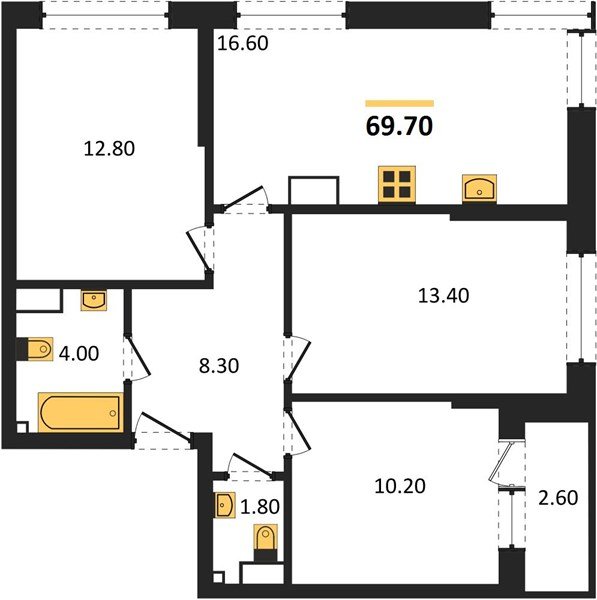Фото №1: 3-комнатная квартира 69&nbsp;м², 10/16&nbsp;эт. - Краснодар, Прикубанский внутригородской округ, мкр. Догма Парк