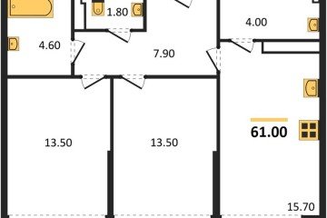 Фото №1: 2-комнатная квартира 61 м², 16/16 эт. - Краснодар, мкр. Догма Парк,