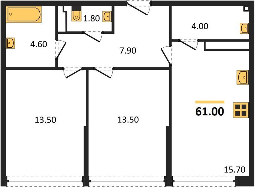 Фото №1: 2-комнатная квартира 61&nbsp;м², 16/16&nbsp;эт. - Краснодар, Прикубанский внутригородской округ, мкр. Догма Парк