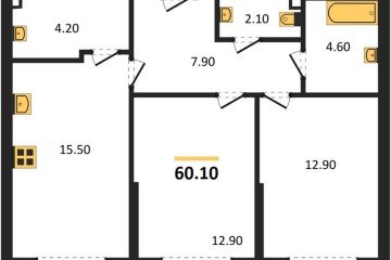 Фото №1: 2-комнатная квартира 60 м², 2/16 эт. - Краснодар, мкр. Догма Парк,