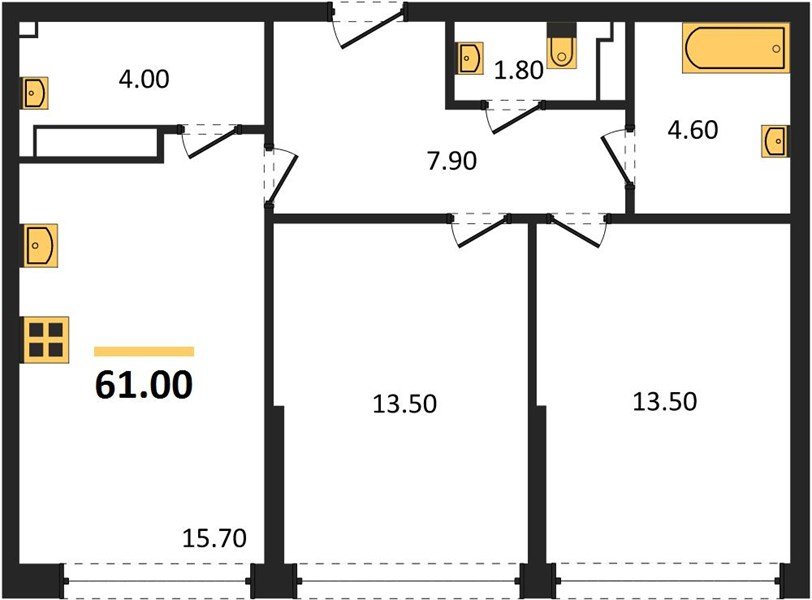 Фото №1: 2-комнатная квартира 61&nbsp;м², 16/16&nbsp;эт. - Краснодар, Прикубанский внутригородской округ, мкр. Догма Парк