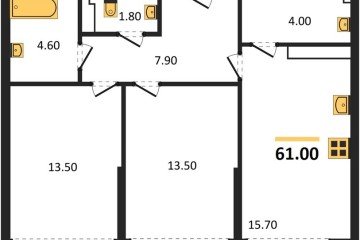 Фото №1: 2-комнатная квартира 61 м², 16/16 эт. - Краснодар, мкр. Догма Парк,
