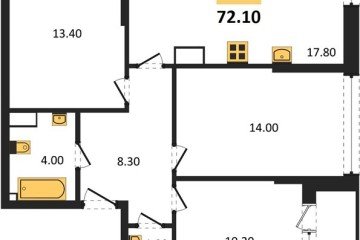Фото №1: 3-комнатная квартира 72 м², 16/16 эт. - Краснодар, мкр. Догма Парк,