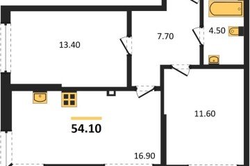 Фото №1: 2-комнатная квартира 54 м², 2/19 эт. - Краснодар, мкр. Догма Парк,