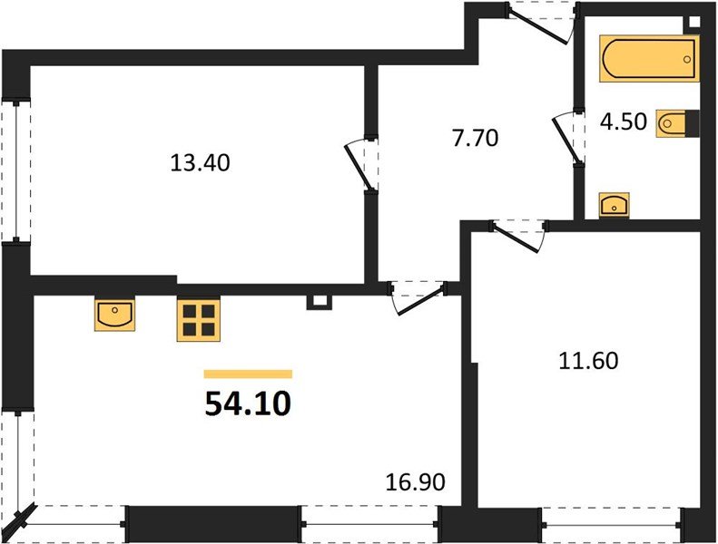 Фото №1: 2-комнатная квартира 54&nbsp;м², 2/19&nbsp;эт. - Краснодар, Прикубанский внутригородской округ, мкр. Догма Парк