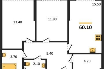 Фото №1: 2-комнатная квартира 60 м², 2/19 эт. - Краснодар, мкр. Догма Парк,