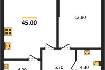 Фото №1: 1-комнатная квартира 45 м², 2/19 эт. - Краснодар, мкр. Догма Парк,