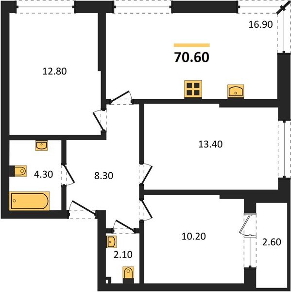 Фото №1: 3-комнатная квартира 70&nbsp;м², 2/19&nbsp;эт. - Краснодар, Прикубанский внутригородской округ, мкр. Догма Парк