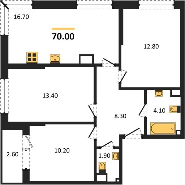 Фото №1: 3-комнатная квартира 70&nbsp;м², 5/19&nbsp;эт. - Краснодар, Прикубанский внутригородской округ, мкр. Догма Парк