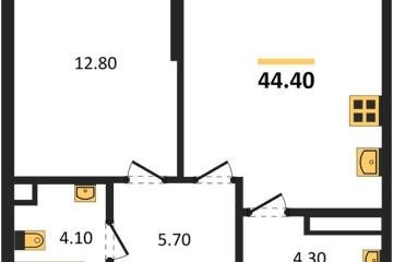 Фото №1: 1-комнатная квартира 44 м², 4/19 эт. - Краснодар, мкр. Догма Парк,