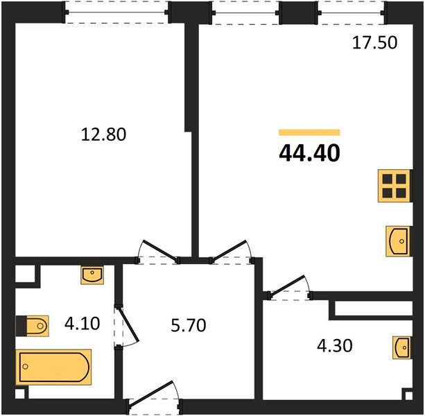 Фото №1: 1-комнатная квартира 44&nbsp;м², 4/19&nbsp;эт. - Краснодар, Прикубанский внутригородской округ, мкр. Догма Парк