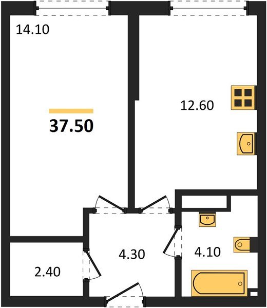 Фото №1: 1-комнатная квартира 37&nbsp;м², 3/19&nbsp;эт. - Краснодар, Прикубанский внутригородской округ, мкр. Догма Парк