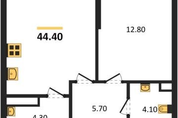 Фото №1: 1-комнатная квартира 44 м², 3/19 эт. - Краснодар, мкр. Догма Парк,