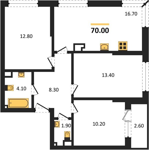 Фото №1: 3-комнатная квартира 70&nbsp;м², 9/19&nbsp;эт. - Краснодар, Прикубанский внутригородской округ, мкр. Догма Парк