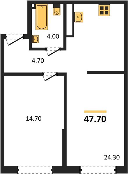 Фото №1: 1-комнатная квартира 47&nbsp;м², 14/19&nbsp;эт. - Краснодар, Прикубанский внутригородской округ, мкр. Догма Парк