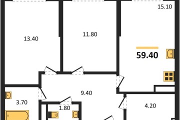 Фото №1: 2-комнатная квартира 59 м², 15/19 эт. - Краснодар, мкр. Догма Парк,