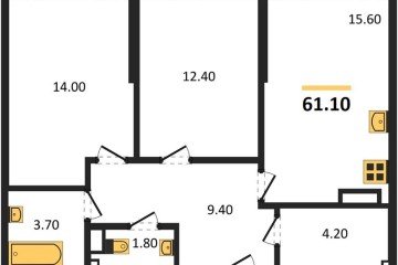 Фото №1: 2-комнатная квартира 61 м², 19/19 эт. - Краснодар, мкр. Догма Парк,