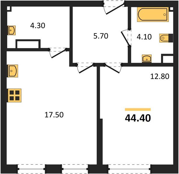 Фото №1: 1-комнатная квартира 44&nbsp;м², 6/16&nbsp;эт. - Краснодар, Прикубанский внутригородской округ, мкр. Догма Парк