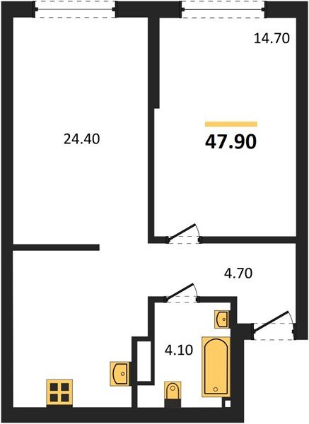 Фото №1: 1-комнатная квартира 47&nbsp;м², 9/16&nbsp;эт. - Краснодар, Прикубанский внутригородской округ, мкр. Догма Парк