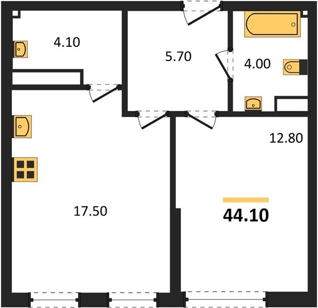 Фото №1: 1-комнатная квартира 44&nbsp;м², 10/16&nbsp;эт. - Краснодар, Прикубанский внутригородской округ, мкр. Догма Парк