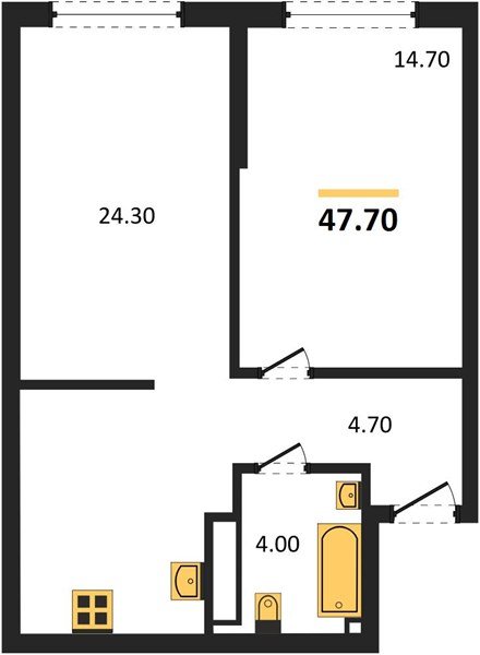 Фото №1: 1-комнатная квартира 47&nbsp;м², 14/16&nbsp;эт. - Краснодар, Прикубанский внутригородской округ, мкр. Догма Парк