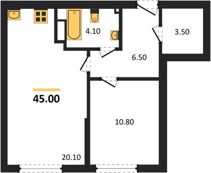 Фото №1: 1-комнатная квартира 45&nbsp;м², 9/16&nbsp;эт. - Краснодар, Прикубанский внутригородской округ, мкр. Догма Парк