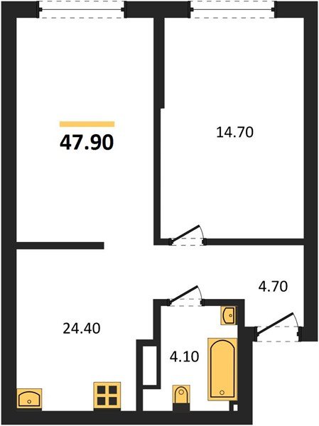 Фото №1: 1-комнатная квартира 47&nbsp;м², 4/16&nbsp;эт. - Краснодар, Прикубанский внутригородской округ, мкр. Догма Парк