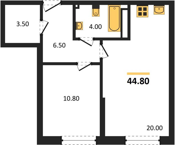 Фото №1: 1-комнатная квартира 44&nbsp;м², 10/16&nbsp;эт. - Краснодар, Прикубанский внутригородской округ, мкр. Догма Парк
