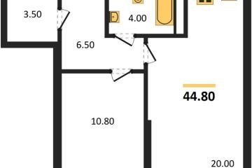 Фото №1: 1-комнатная квартира 44 м², 13/16 эт. - Краснодар, мкр. Догма Парк,