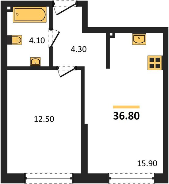 Фото №1: 1-комнатная квартира 36&nbsp;м², 2/16&nbsp;эт. - Краснодар, Прикубанский внутригородской округ, мкр. Догма Парк