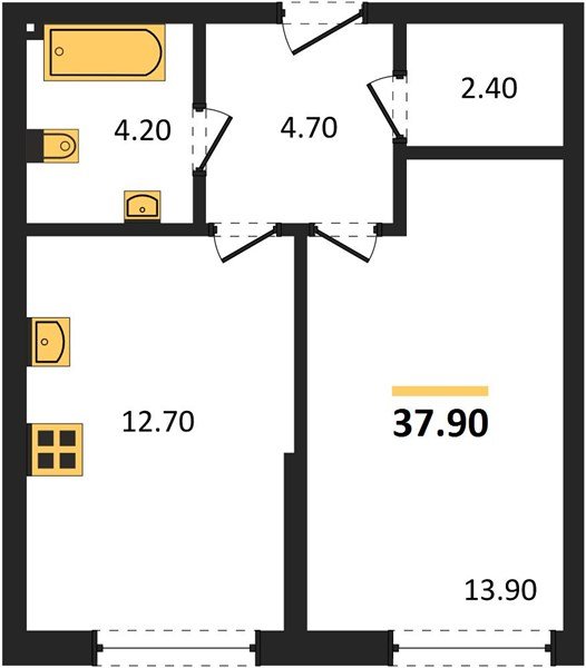Фото №1: 1-комнатная квартира 37&nbsp;м², 2/16&nbsp;эт. - Краснодар, Прикубанский внутригородской округ, мкр. Догма Парк