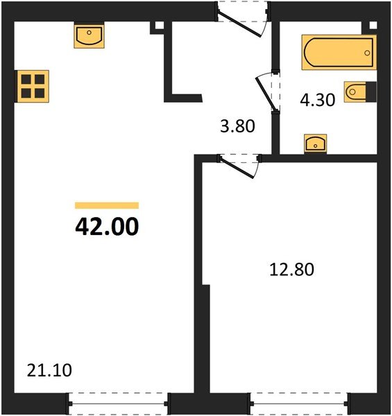 Фото №1: 1-комнатная квартира 42&nbsp;м², 2/16&nbsp;эт. - Краснодар, Прикубанский внутригородской округ, мкр. Догма Парк
